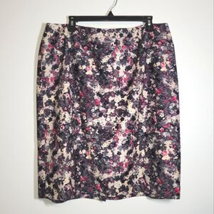 Talbots Watercolor Floral Pencil Skirt 16W